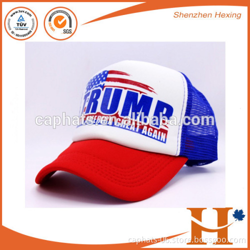 Wholesale Donald Trump custom printed mesh trucker cap 5 panels
